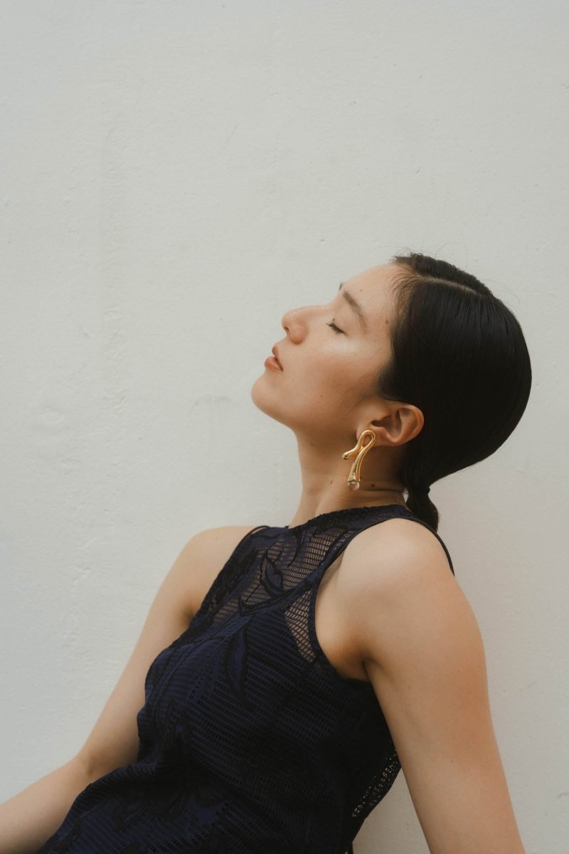 mesh jacquard one piece/navy - KNUTH MARF