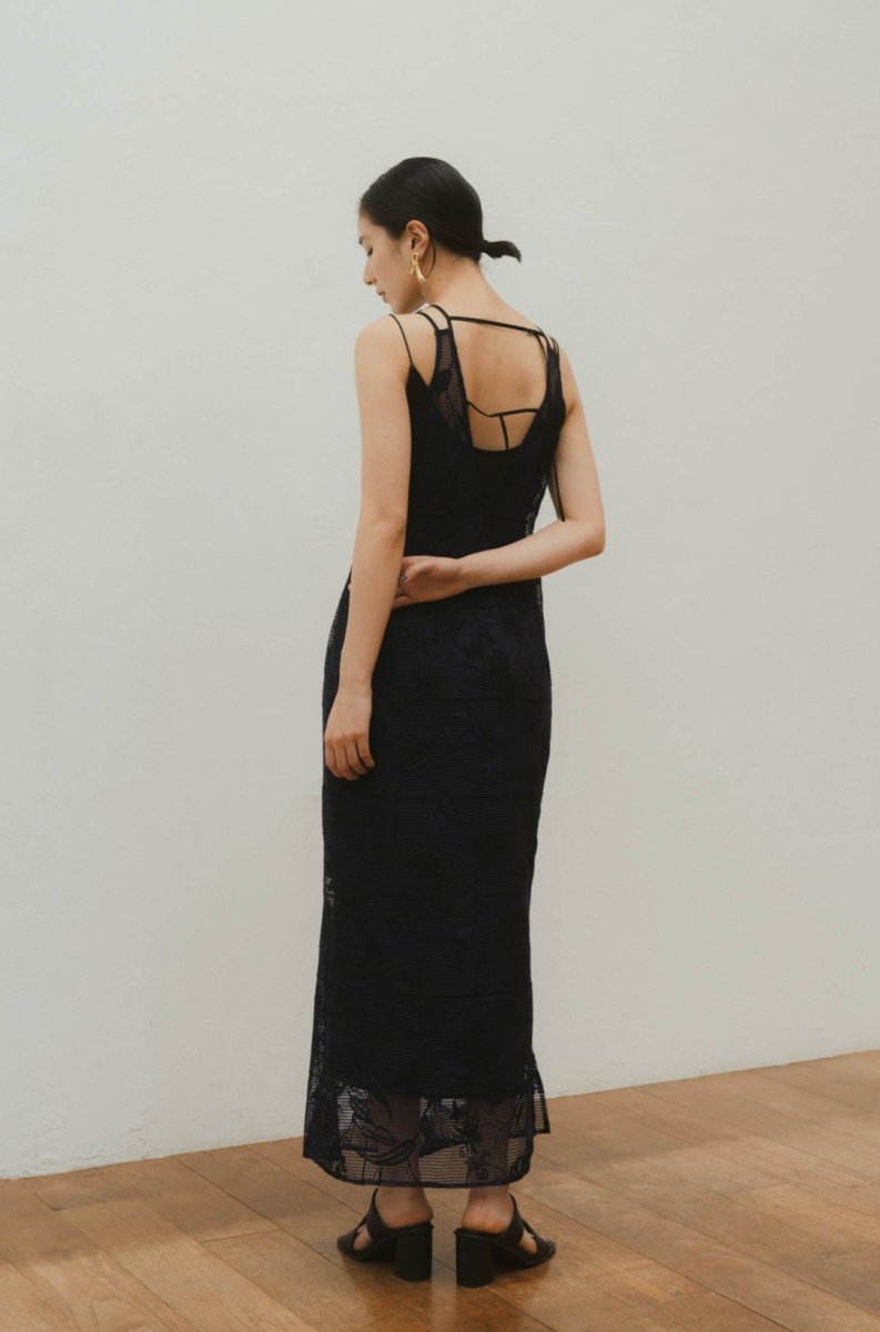 mesh jacquard one piece/navy - KNUTH MARF