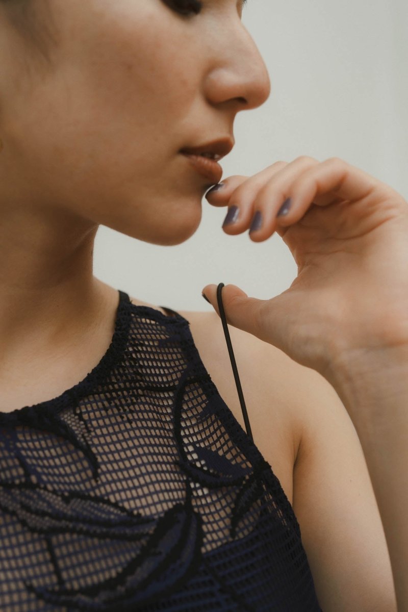 mesh jacquard one piece/navy - KNUTH MARF