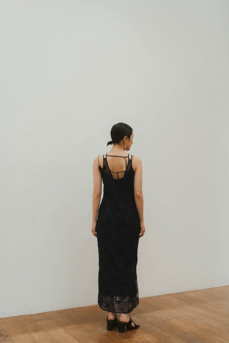 mesh jacquard one piece/navy - KNUTH MARF