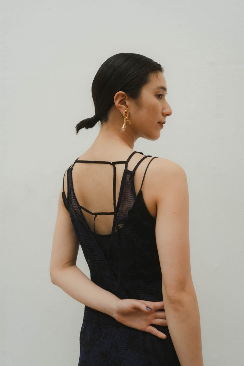 mesh jacquard one piece/navy - KNUTH MARF