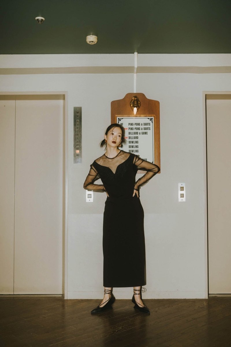 off shoulder design one piece/black - KNUTH MARF