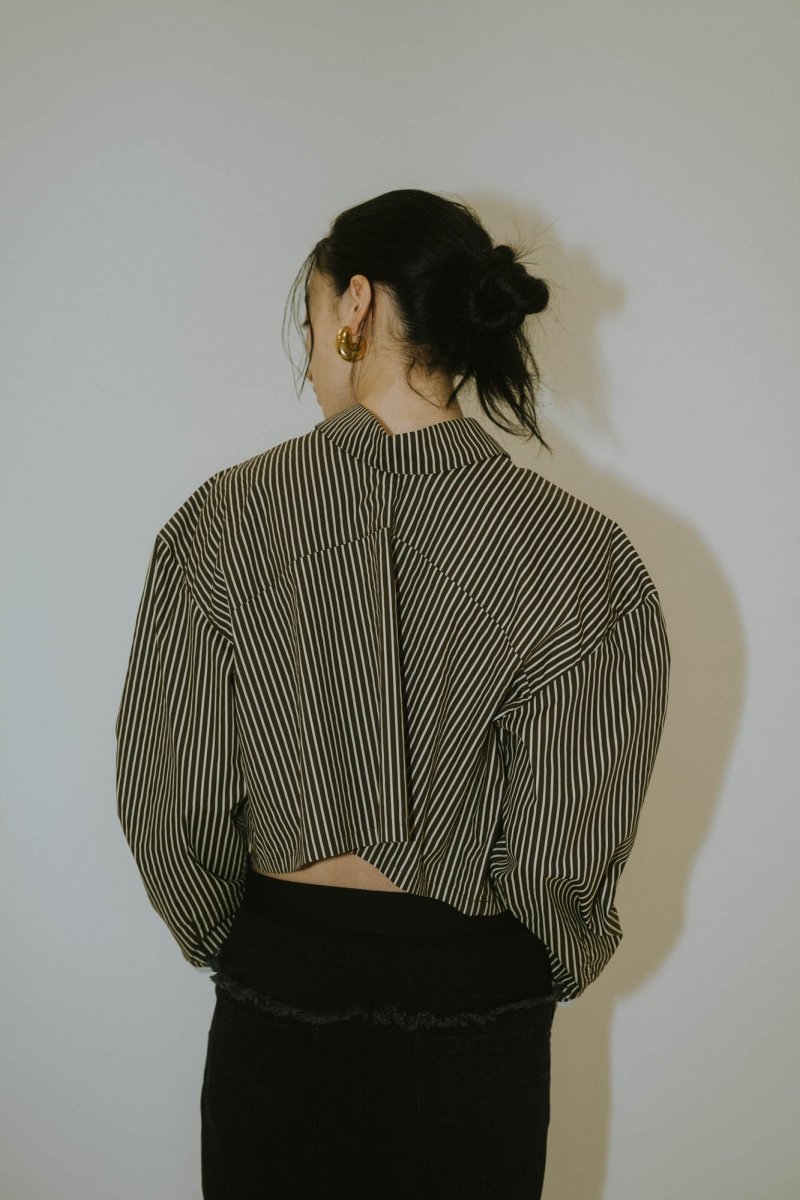 -Order sales- 2way stripe volume shirt/stripebrown - KNUTH MARF