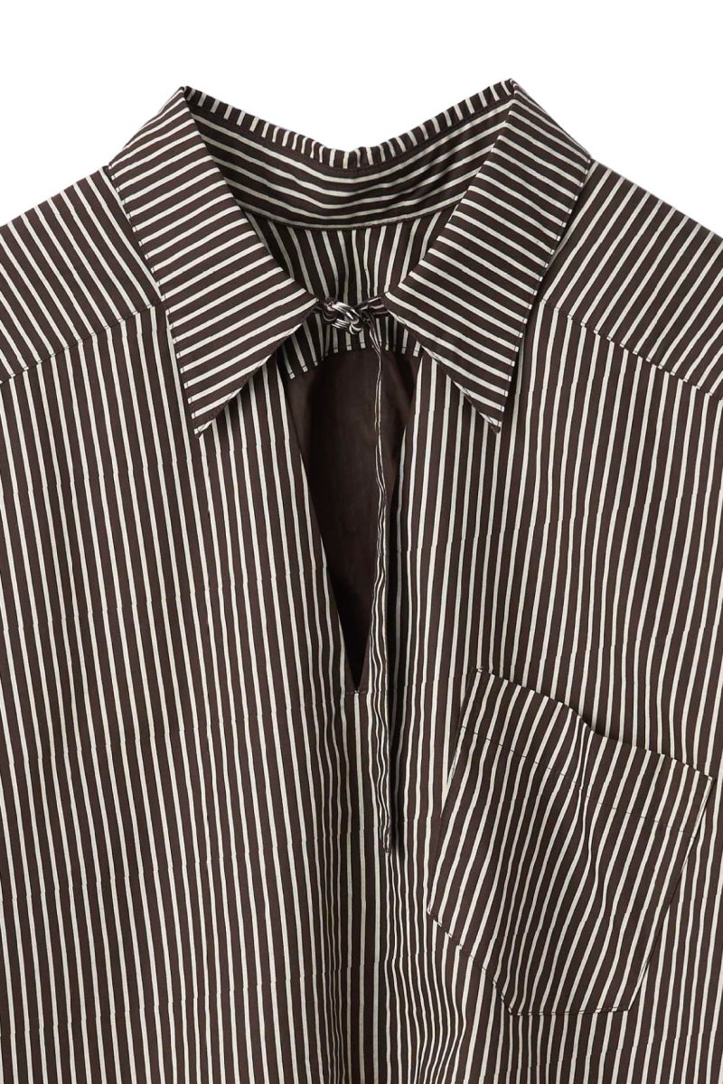 -Order sales- 2way stripe volume shirt/stripebrown - KNUTH MARF