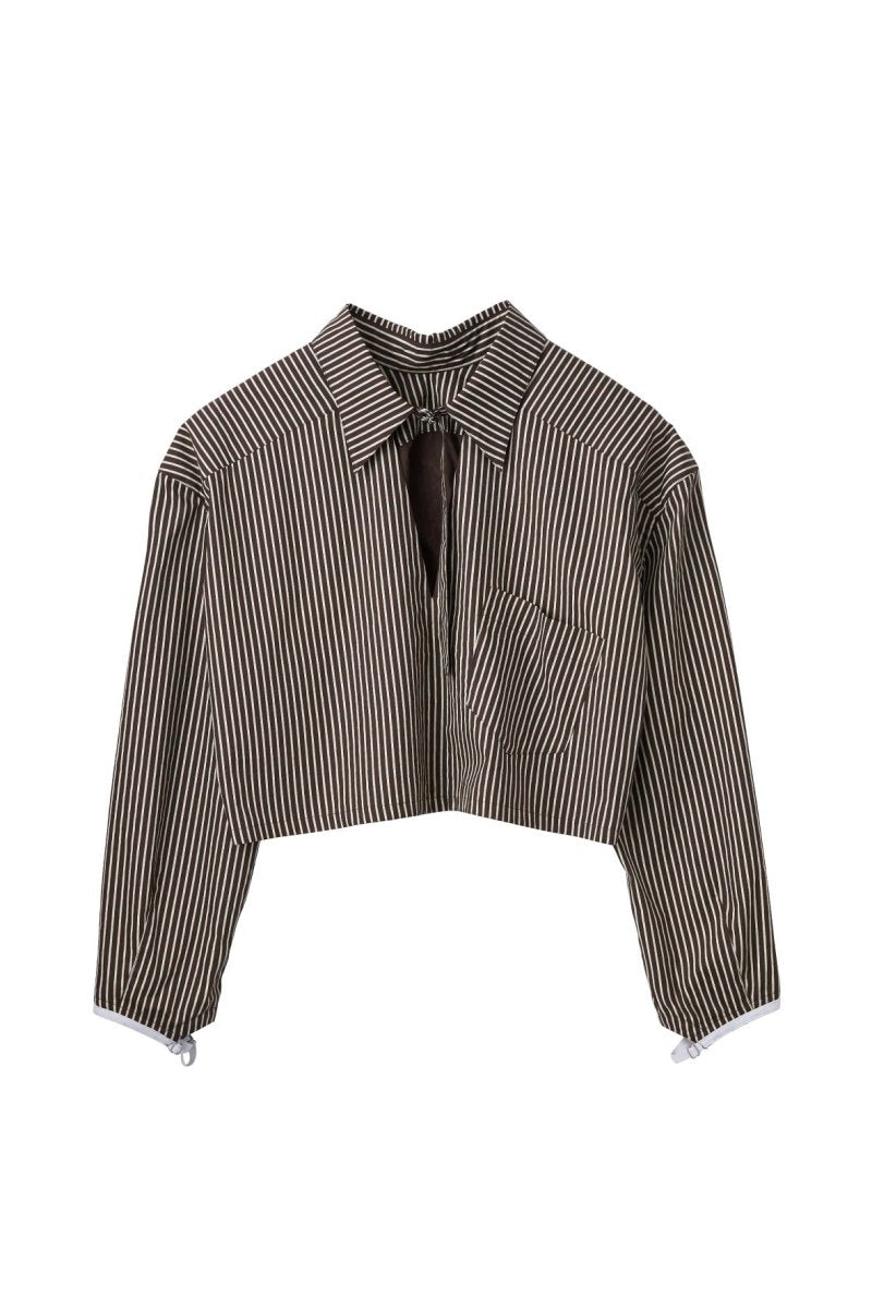 -Order sales- 2way stripe volume shirt/stripebrown - KNUTH MARF