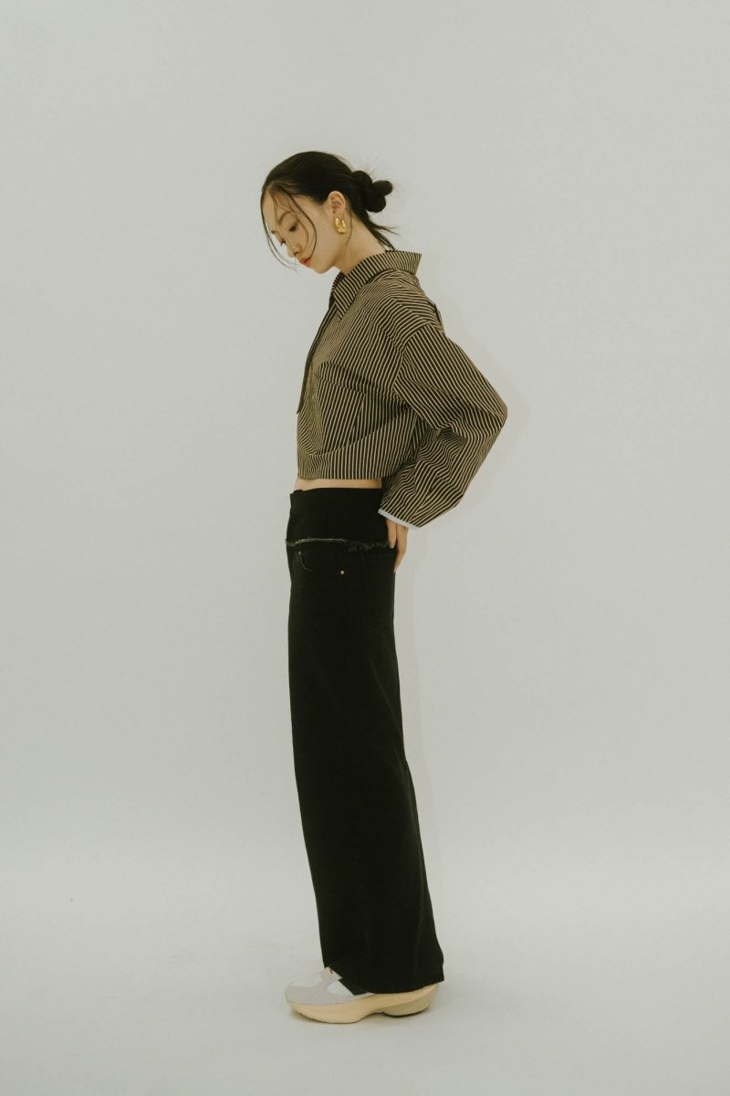 -Order sales- 2way stripe volume shirt/stripebrown - KNUTH MARF