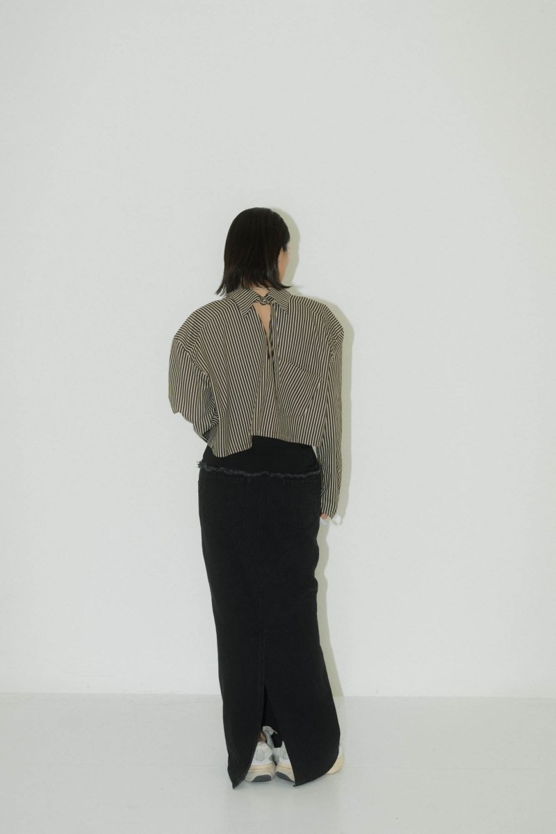 -Order sales- 2way stripe volume shirt/stripebrown - KNUTH MARF