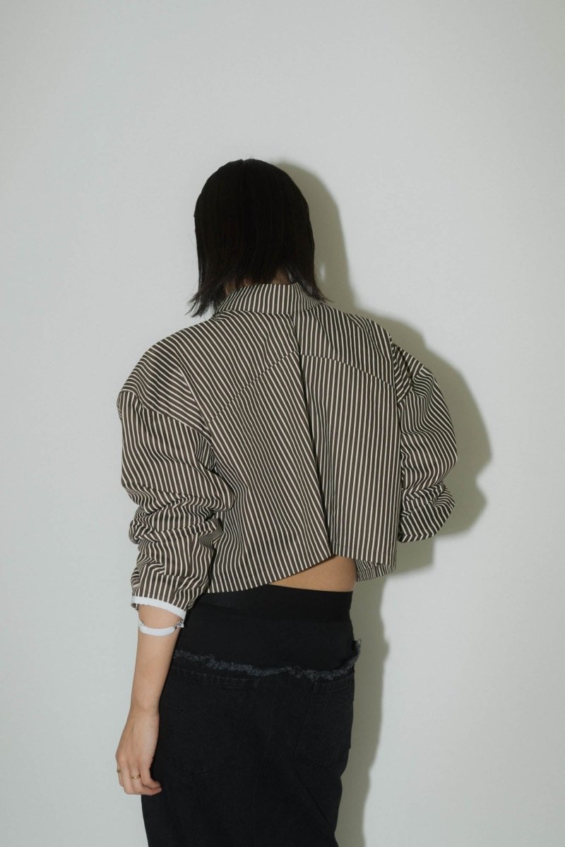 -Order sales- 2way stripe volume shirt/stripebrown - KNUTH MARF