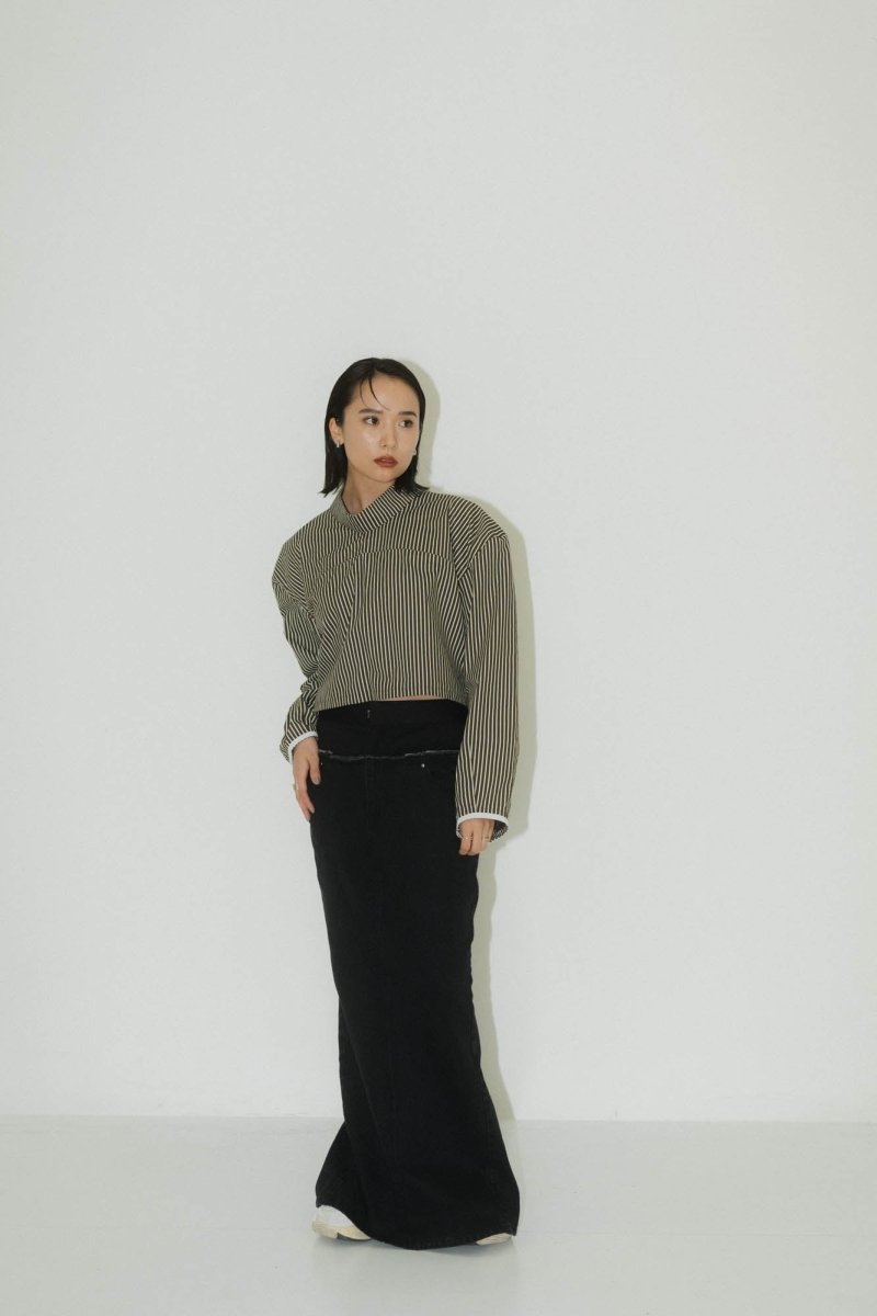-Order sales- 2way stripe volume shirt/stripebrown - KNUTH MARF