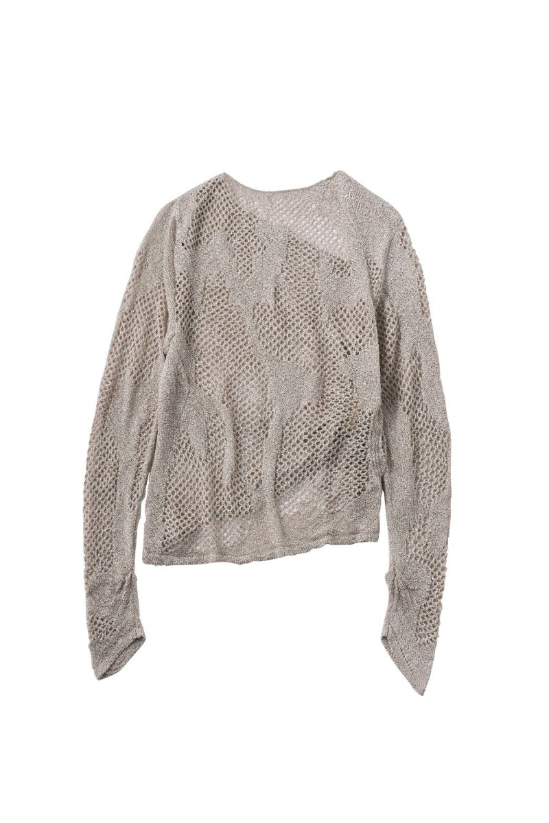 -Order sales- asymmetry sheer lamé knit/lightgray - KNUTH MARF