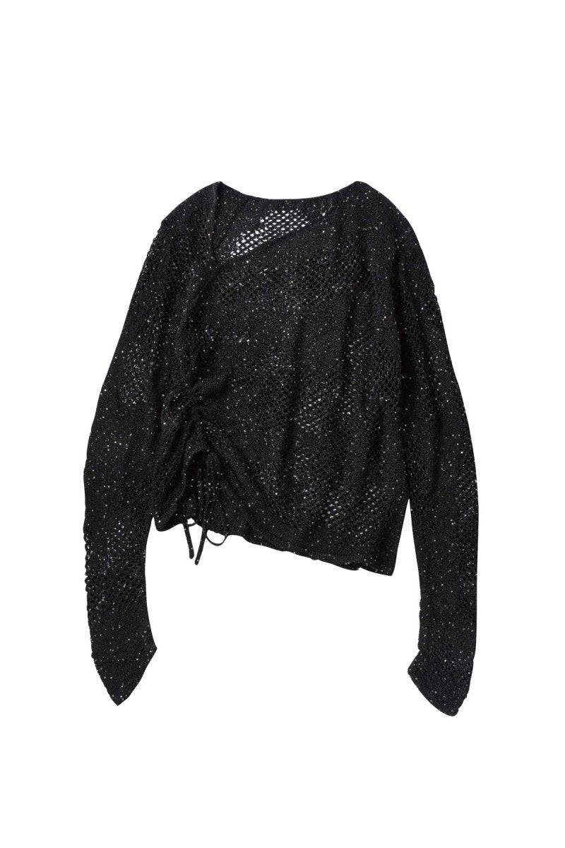 -Order sales- asymmetry sheer lamé knit/lightgray - KNUTH MARF