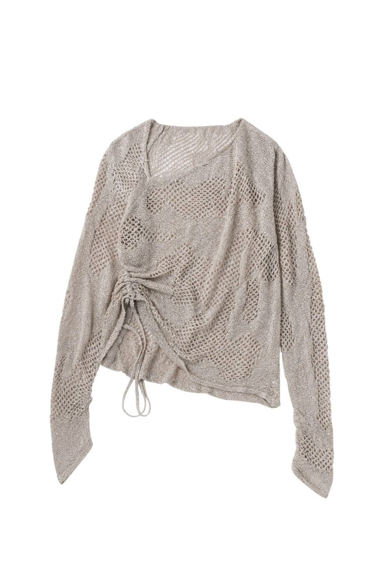 -Order sales- asymmetry sheer lamé knit/lightgray - KNUTH MARF