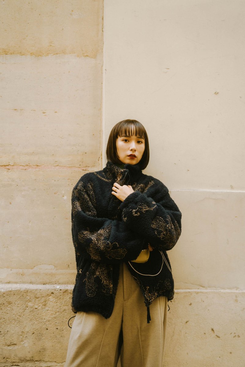 paisley pattern fleece(unisex)/navy - KNUTH MARF
