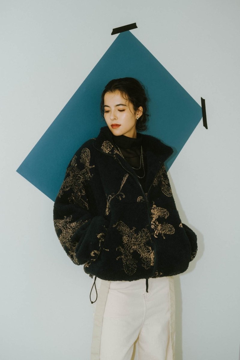 paisley pattern fleece(unisex)/navy - KNUTH MARF