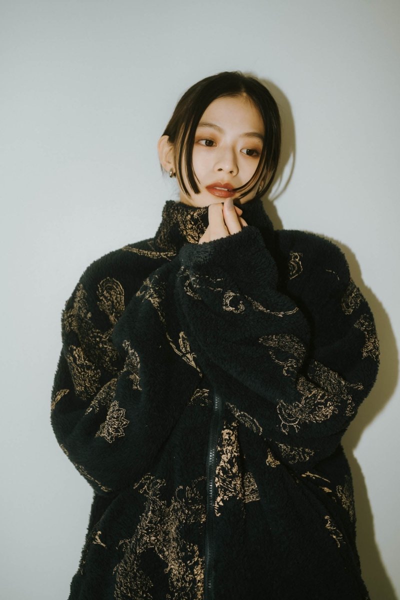 paisley pattern fleece(unisex)/navy - KNUTH MARF