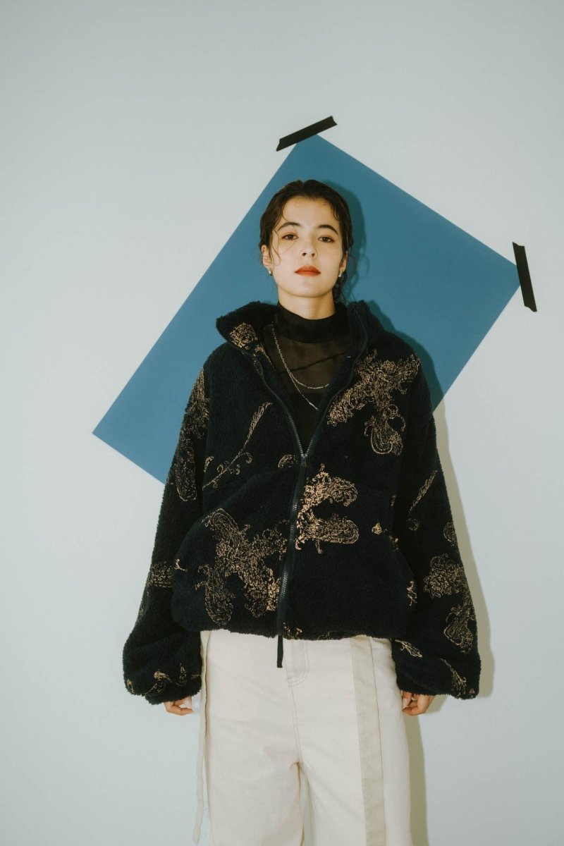 paisley pattern fleece(unisex)/navy - KNUTH MARF