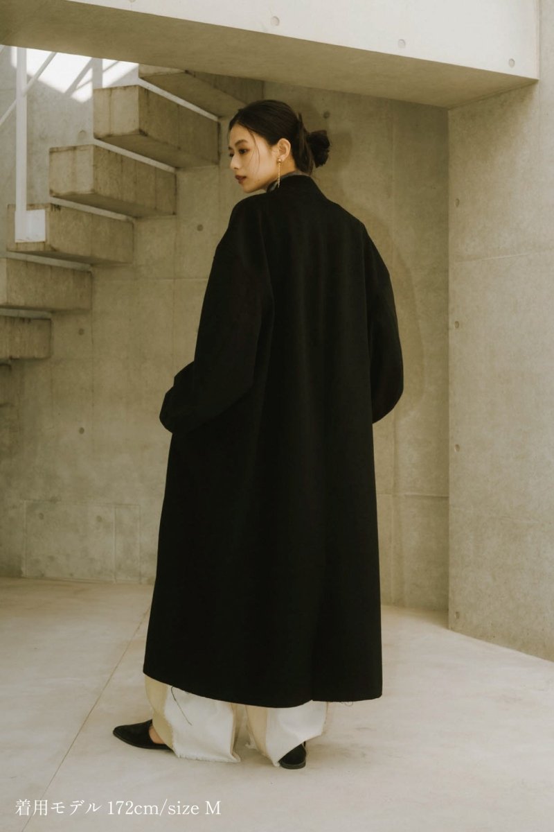 raw edge chester long coat(unisex)/black - KNUTH MARF