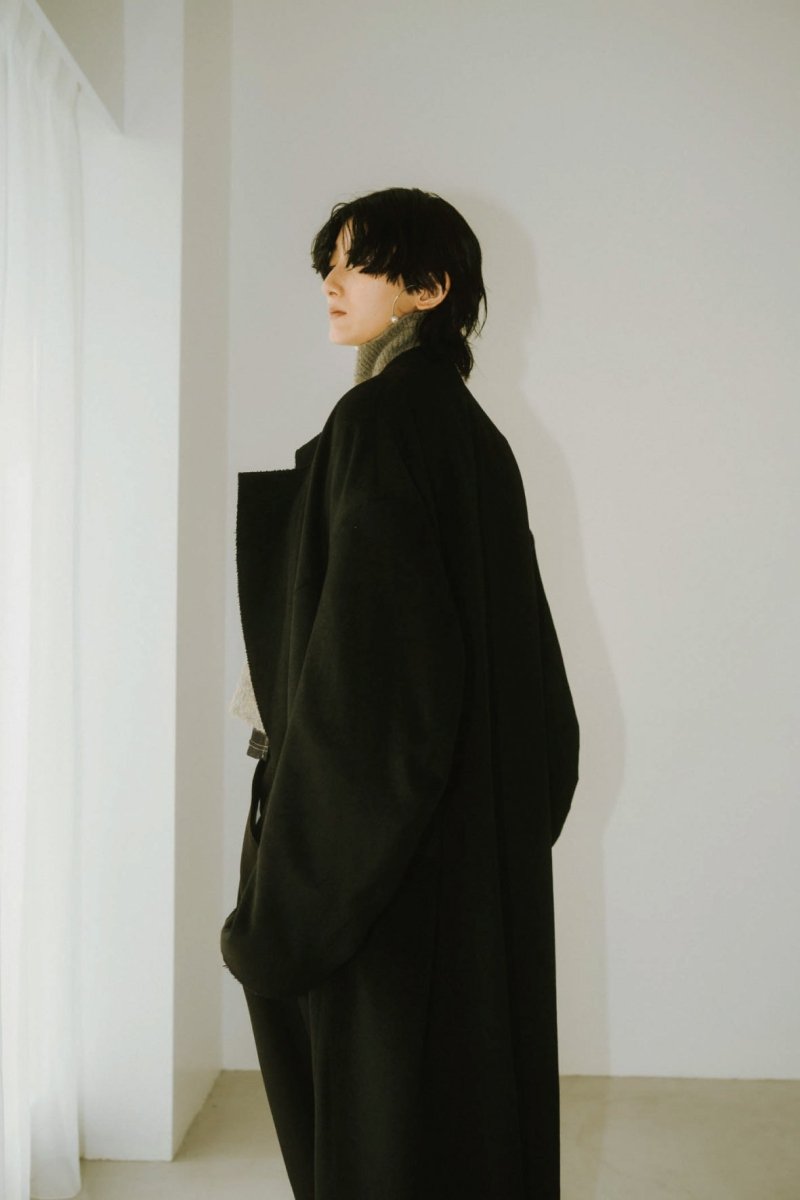 raw edge chester long coat(unisex)/black - KNUTH MARF