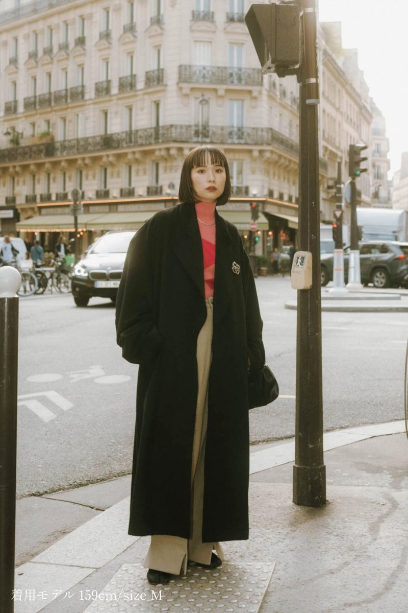 raw edge chester long coat(unisex)/black - KNUTH MARF