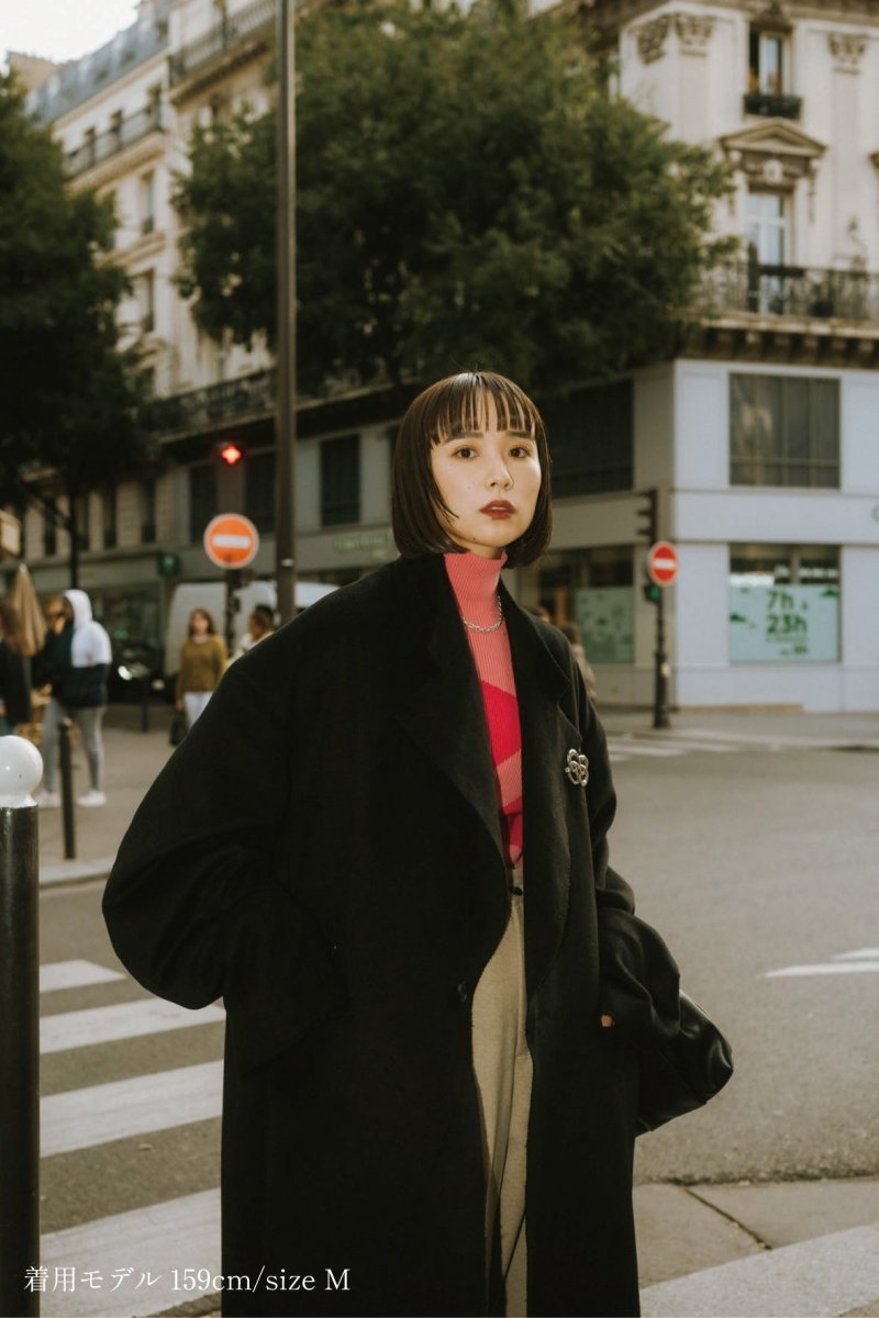 raw edge chester long coat(unisex)/black - KNUTH MARF