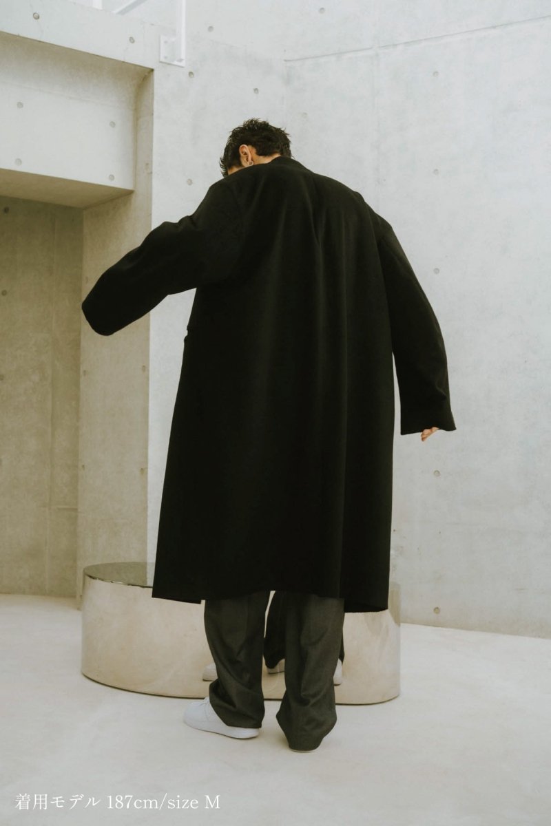 raw edge chester long coat(unisex)/black - KNUTH MARF