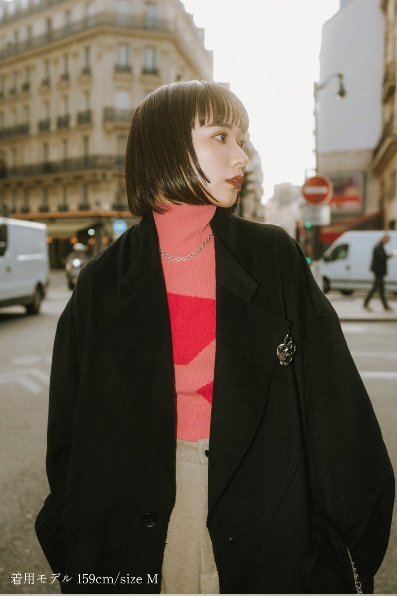 raw edge chester long coat(unisex)/black - KNUTH MARF