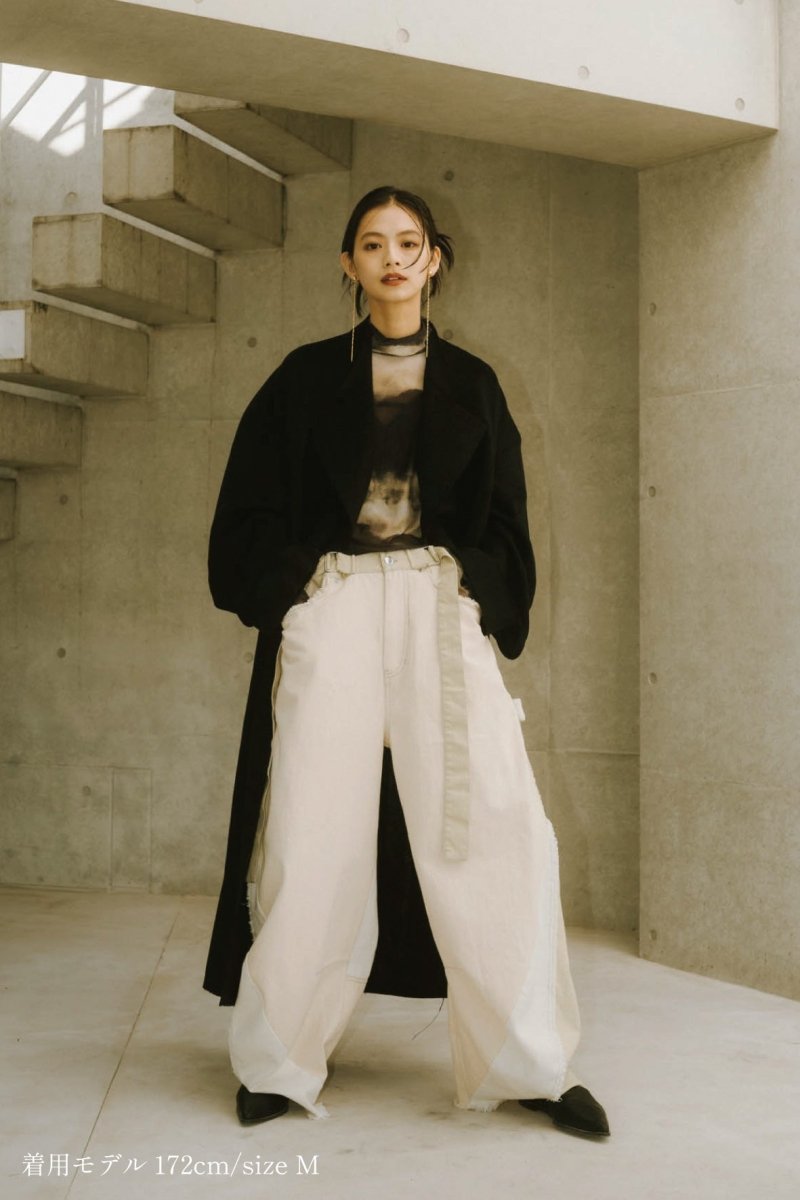 raw edge chester long coat(unisex)/black - KNUTH MARF