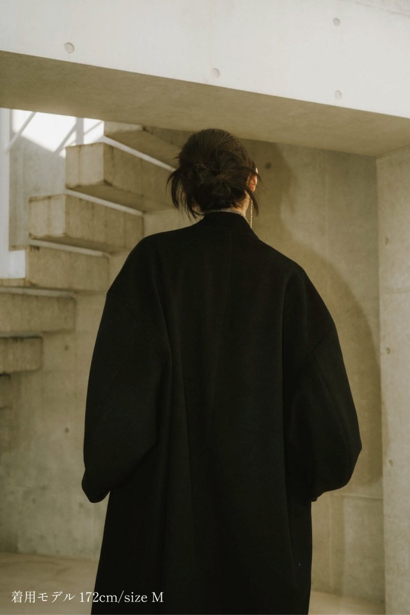 raw edge chester long coat(unisex)/black - KNUTH MARF