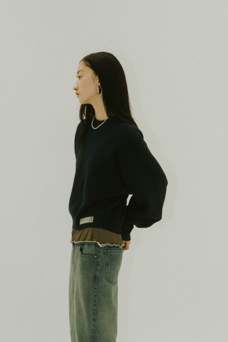 -RESTOCK- silicon label crew neck knit(unisex)/navy(M) , Pink(S,M) , greem(M) - KNUTH MARF