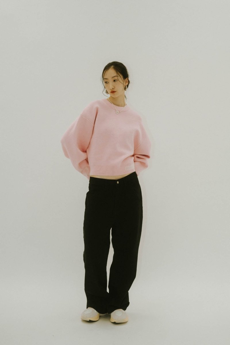 -RESTOCK- silicon label crew neck knit(unisex)/navy(M) , Pink(S,M) , greem(M) - KNUTH MARF