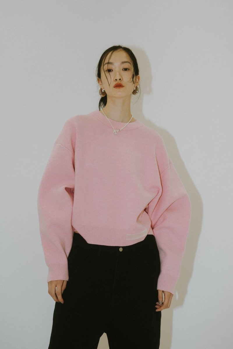 -RESTOCK- silicon label crew neck knit(unisex)/navy(M) , Pink(S,M) , greem(M) - KNUTH MARF
