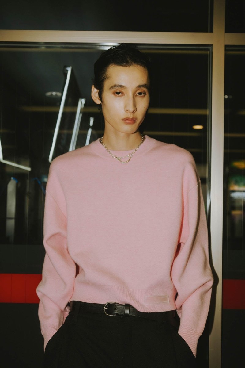 -RESTOCK- silicon label crew neck knit(unisex)/navy(M) , Pink(S,M) , greem(M) - KNUTH MARF