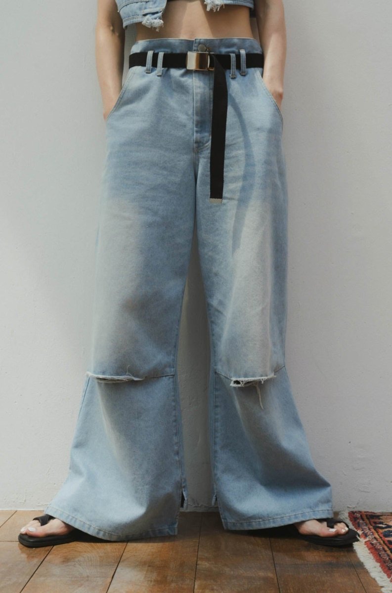 ripped buggy denim pants/2color - KNUTH MARF