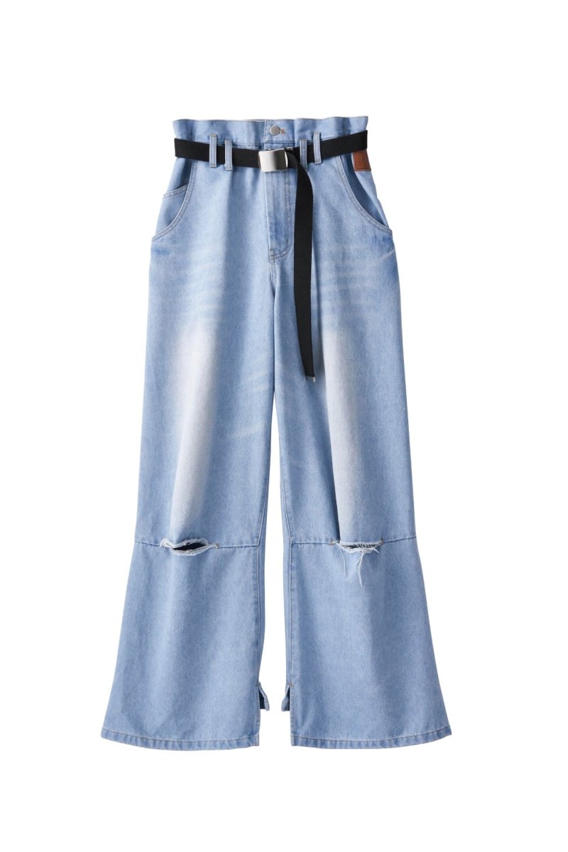 ripped buggy denim pants/2color - KNUTH MARF
