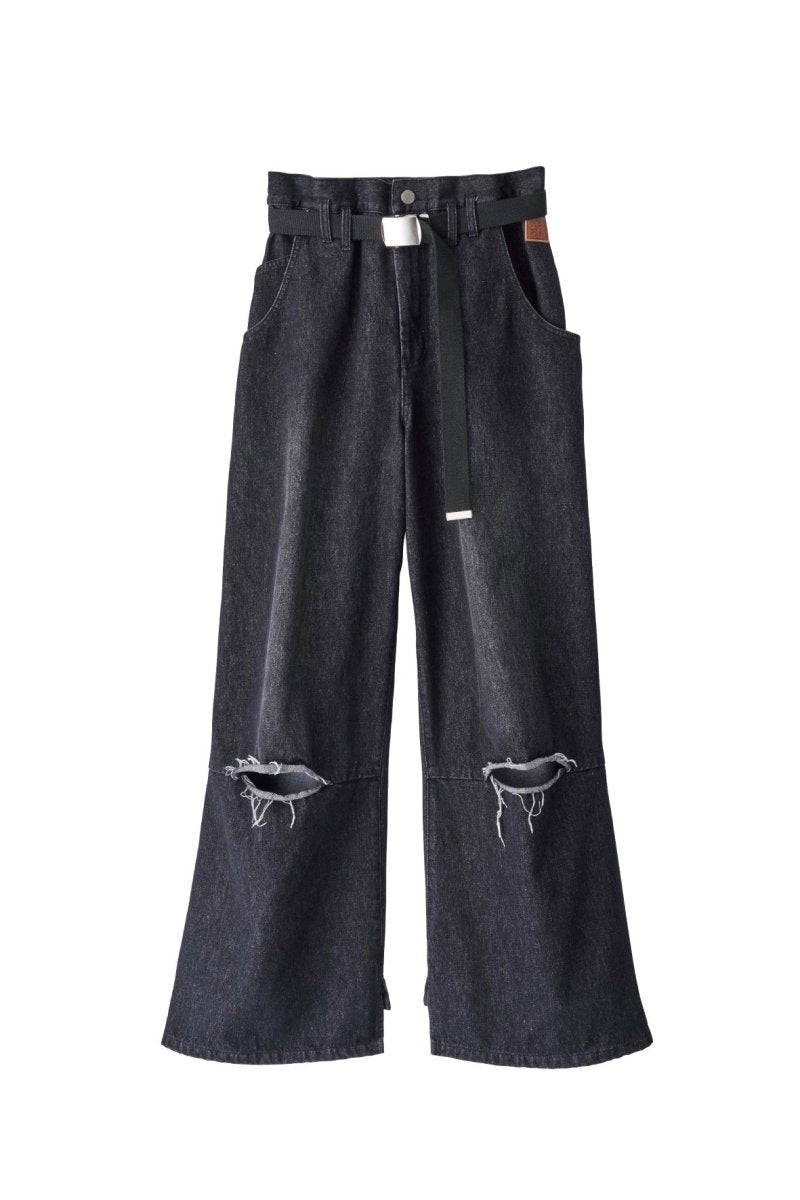 ripped buggy denim pants/2color - KNUTH MARF
