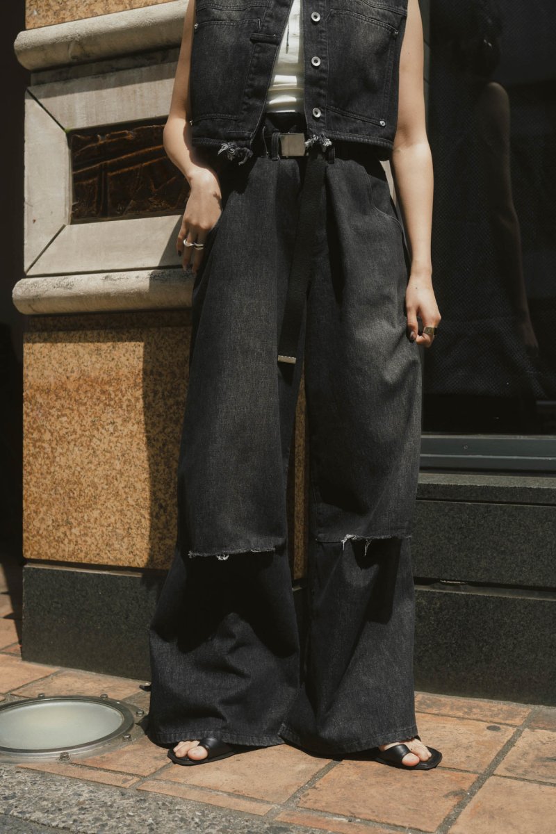 ripped buggy denim pants/2color - KNUTH MARF