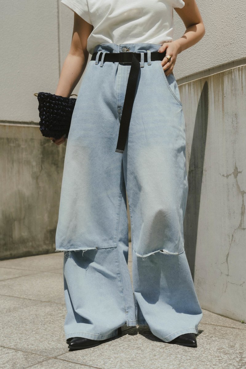 ripped buggy denim pants/2color - KNUTH MARF