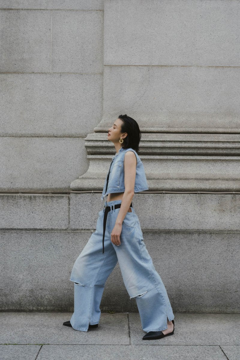 ripped buggy denim pants/2color - KNUTH MARF