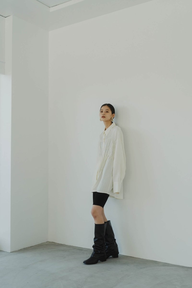 shirring shirt/white - KNUTH MARF