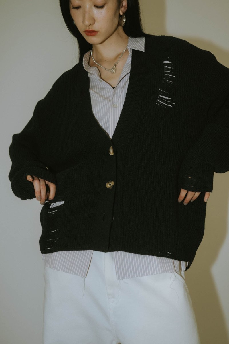shirt docking damage cardigan(unisex)/2color - KNUTH MARF