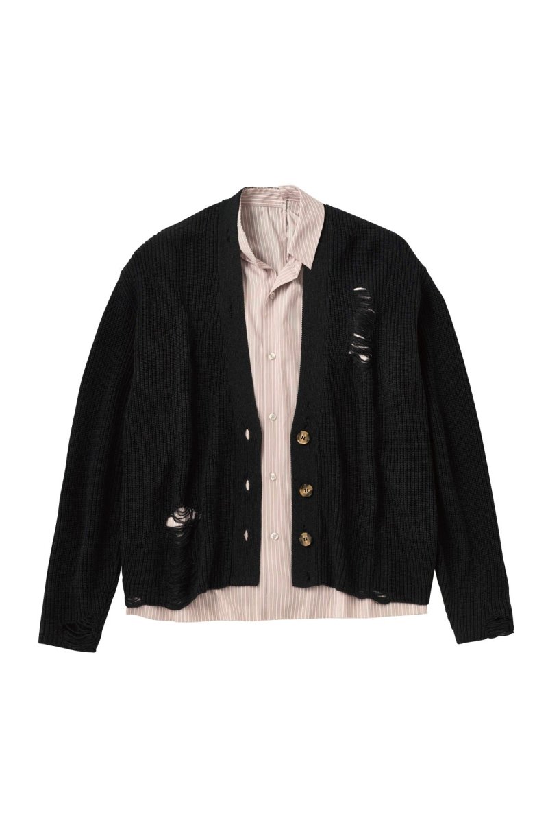 shirt docking damage cardigan(unisex)/2color - KNUTH MARF