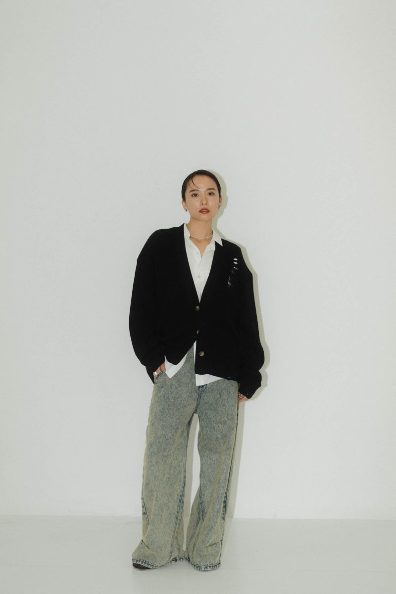 shirt docking damage cardigan(unisex)/2color - KNUTH MARF