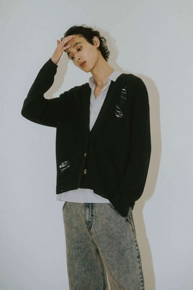 shirt docking damage cardigan(unisex)/2color - KNUTH MARF