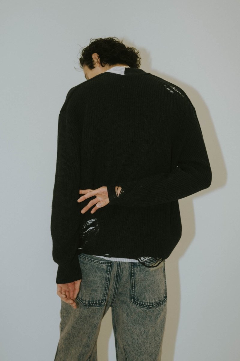 shirt docking damage cardigan(unisex)/2color - KNUTH MARF