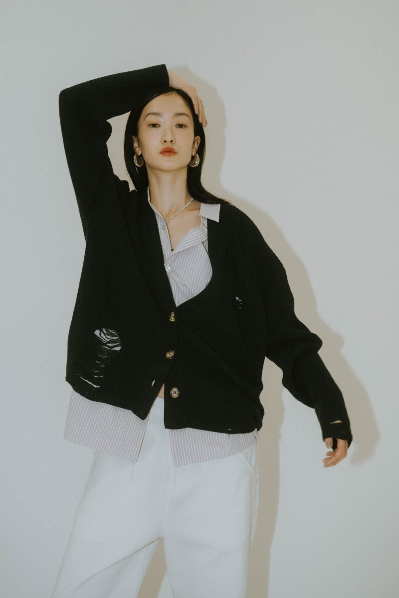 shirt docking damage cardigan(unisex)/2color - KNUTH MARF