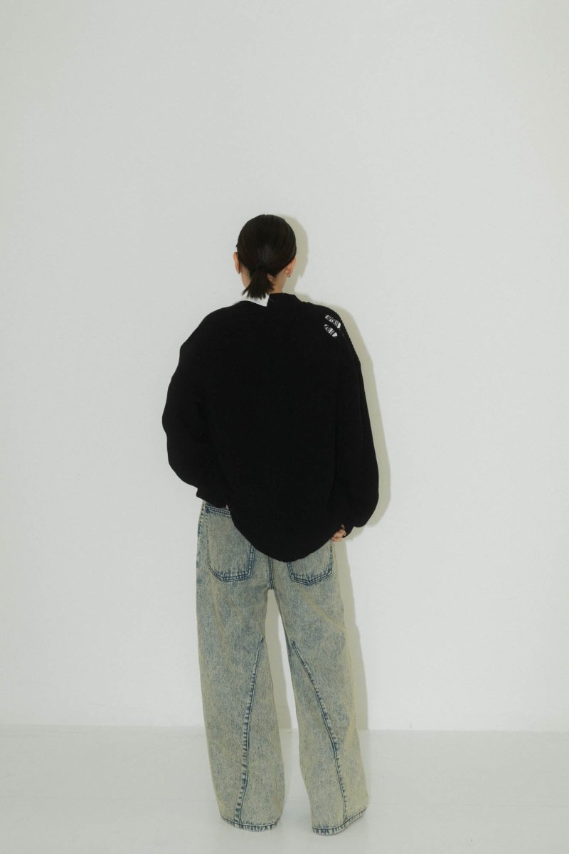 shirt docking damage cardigan(unisex)/2color - KNUTH MARF