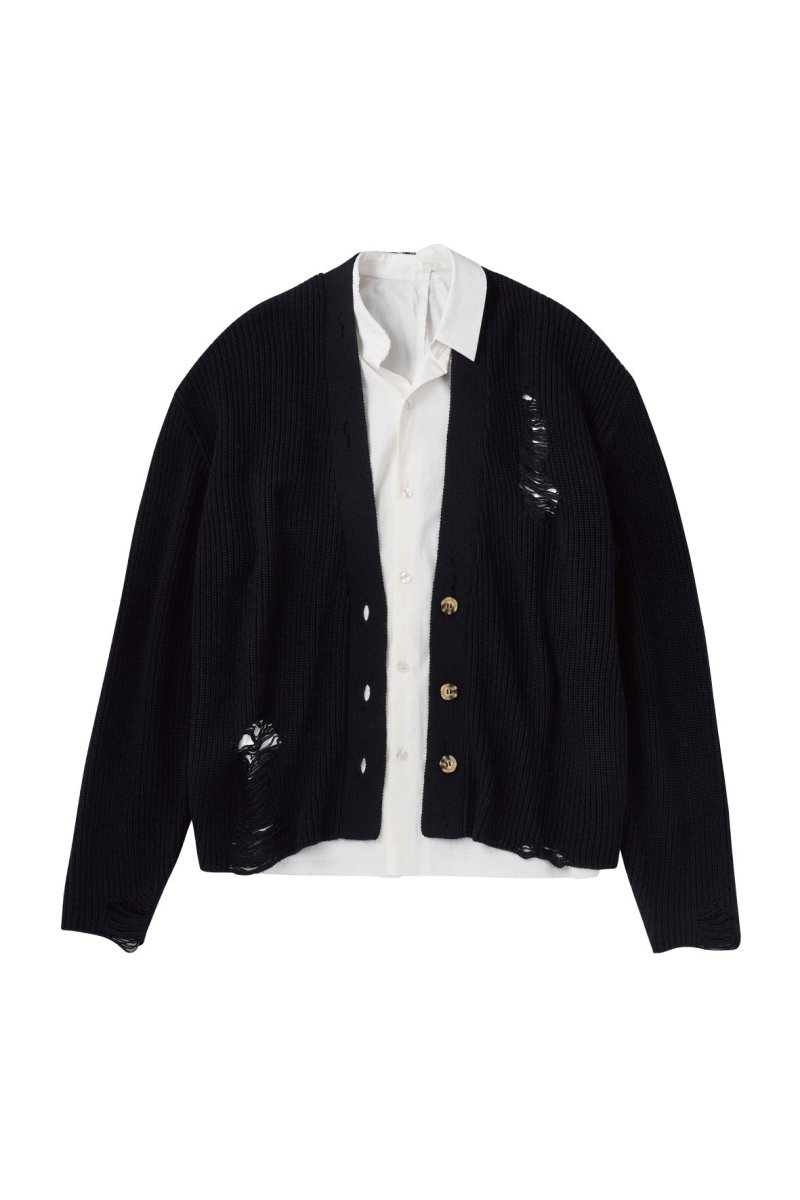shirt docking damage cardigan(unisex)/2color - KNUTH MARF