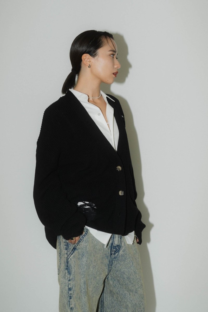 shirt docking damage cardigan(unisex)/2color - KNUTH MARF