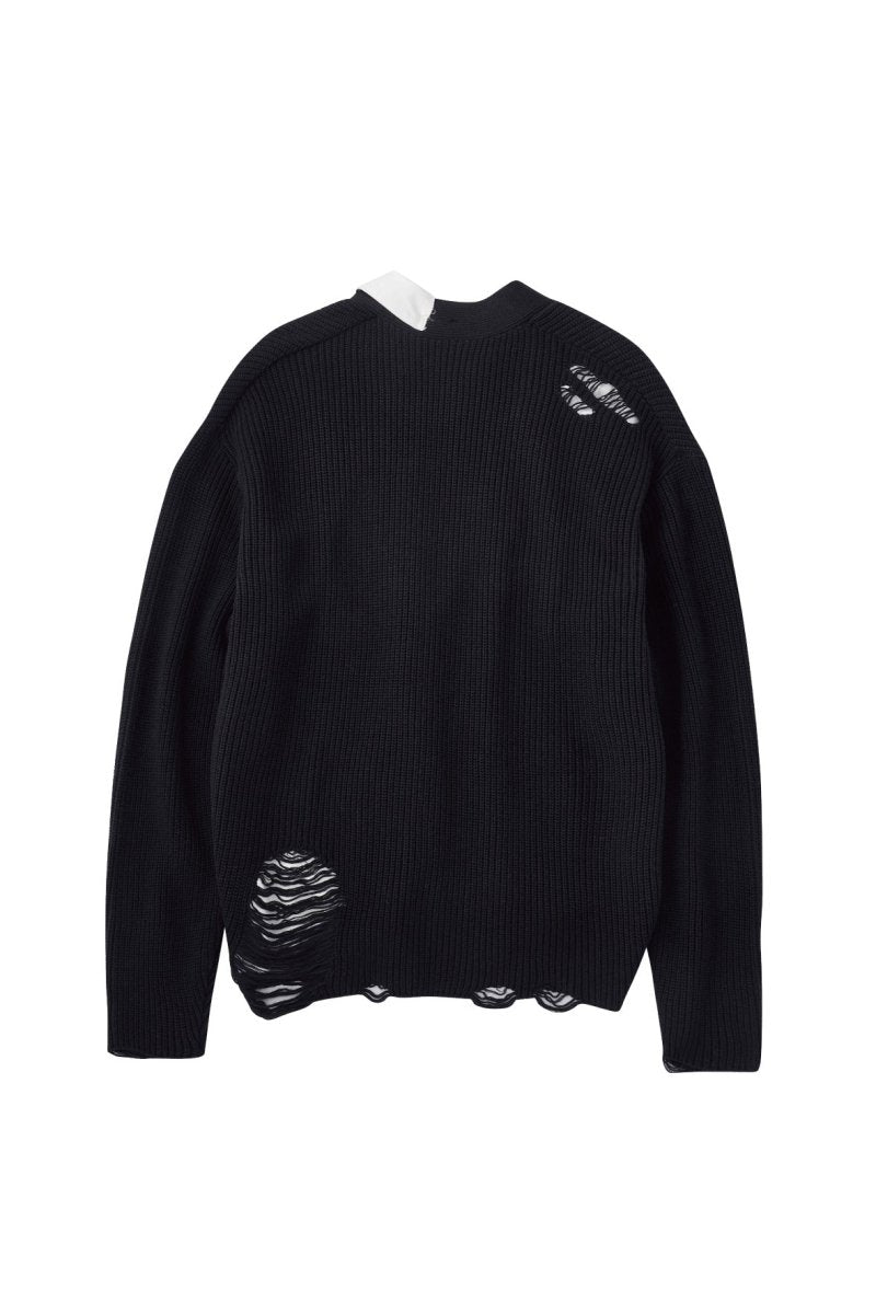 shirt docking damage cardigan(unisex)/2color - KNUTH MARF
