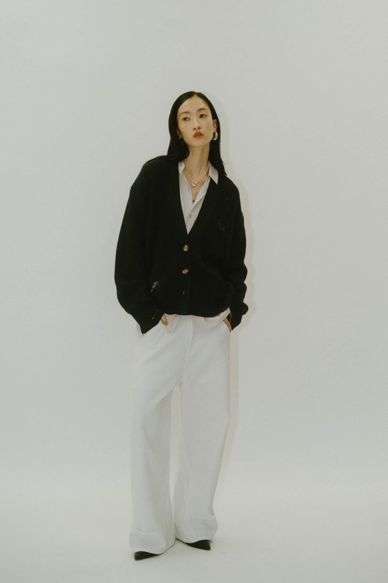 shirt docking damage cardigan(unisex)/2color - KNUTH MARF